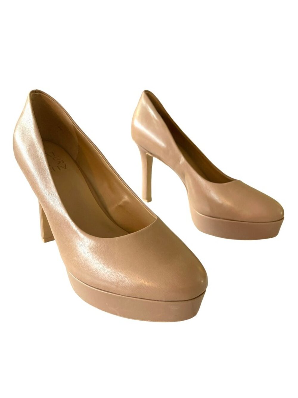New Naturalizer Camilla Tan Leather Platform Comfort Heels Shoes Sz 8.5M